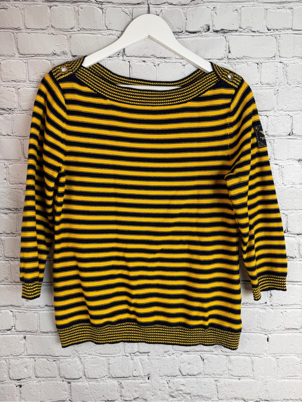 LRL Lauren Jeans Co Ribbed Striped Sweater Patches Crest Logo
Boat‎ Neck